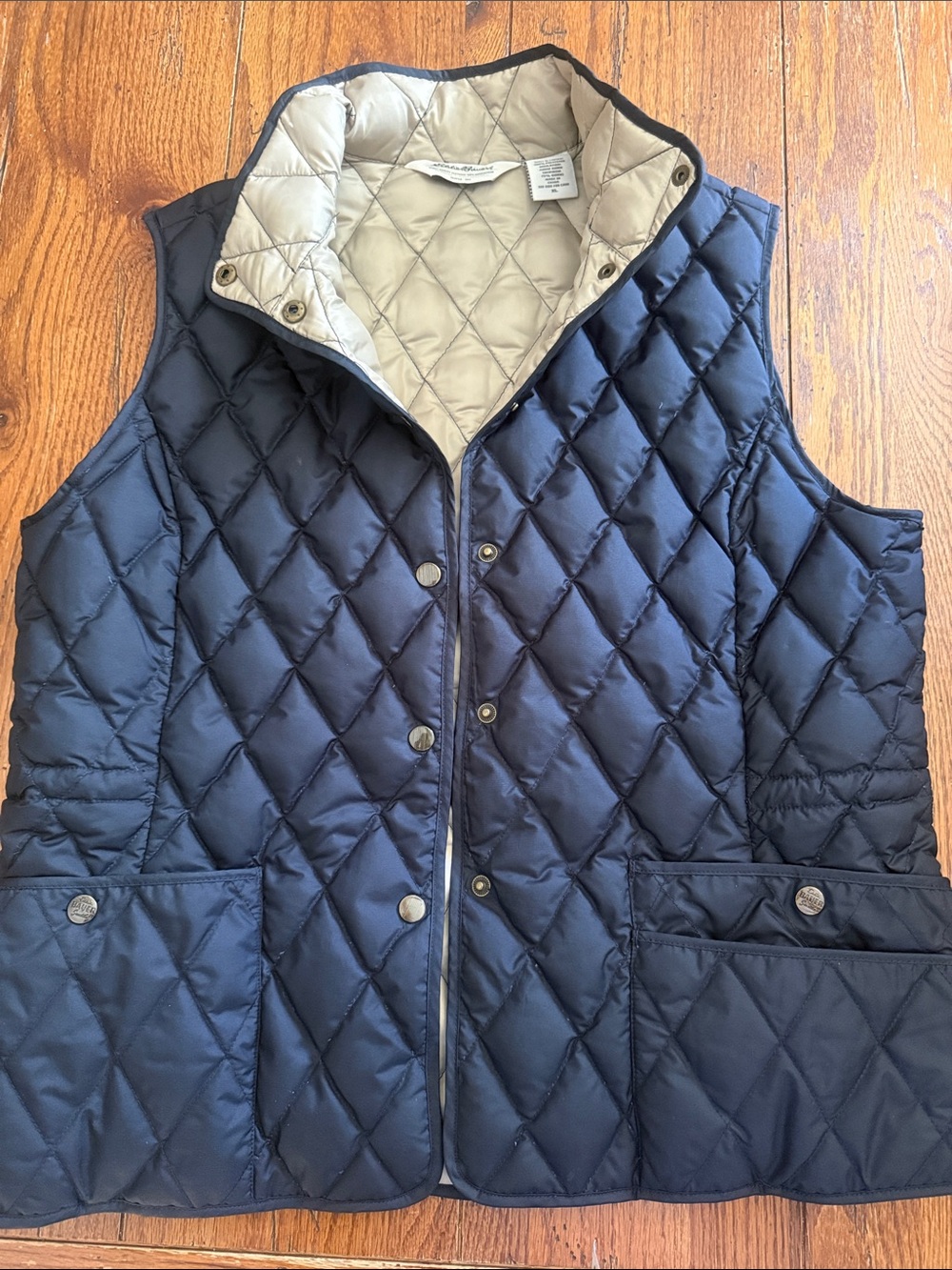 Women’s Diamond Quilted Premium Goose Down Vest - Black - XL